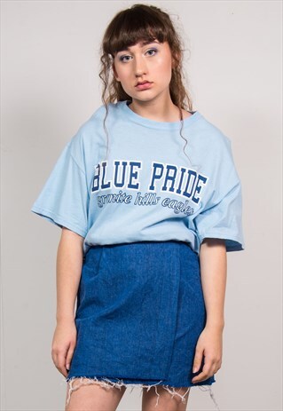 VINTAGE 90'S BLUE GRANITE HILLS EAGLES OVERSIZED USA T-SHIRT