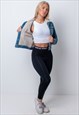 VINTAGE SHEARLING LINED DENIM JACKET IN BLUE XS
