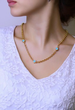 Sooraya Gold Chain Evil Eye Necklace 
