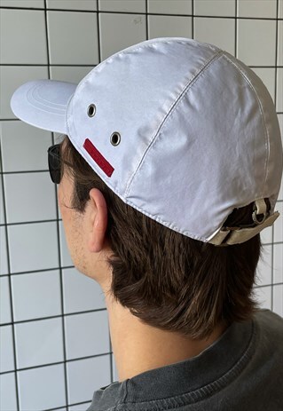 Vintage PRADA Cap Baseball Nylon Hat Red Tab / White 