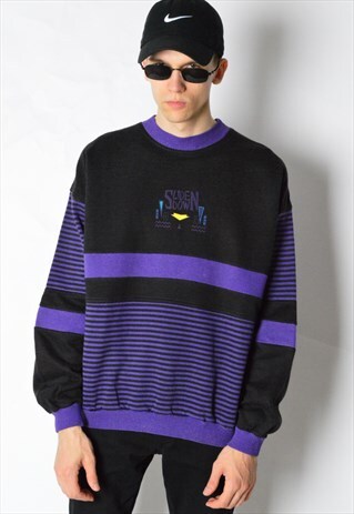 VINTAGE 80S PURPLE STRIPED SWEATSHIRT
