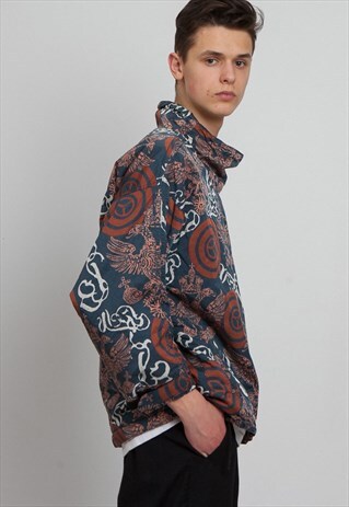 VINTAGE BLUE BROWN PULLOVER JACKET