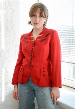 Vintage Authentic Red EXTENZO PARIS Wool Jacket