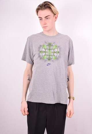 NIKE MENS VINTAGE T-SHIRT TOP MEDIUM GREY 90'S