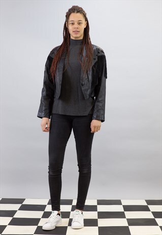 VINTAGE BLACK FRINGE LEATHER JACKET