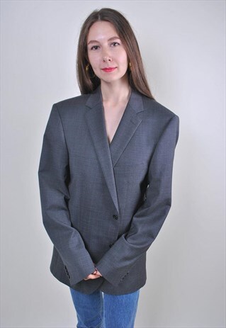 90S VINTAGE GRAY SUIT OVERSIZE BLAZER