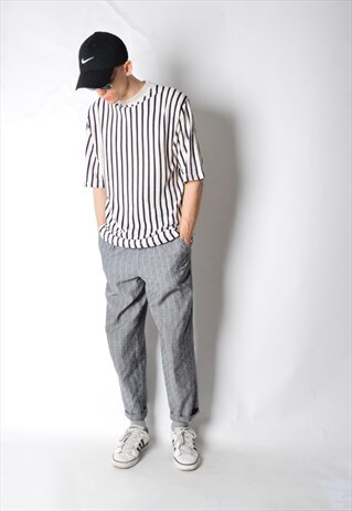 VINTAGE 90S STRIPED LINEN BLEND T-SHIRT