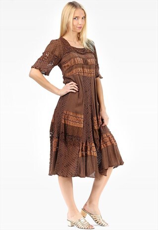BABY DOLL GAUZE DRESS 90S MIDI