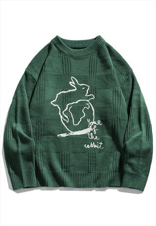 KALODIS CARTOON RABBIT CASUAL CREW NECK SWEATER