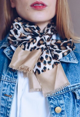 VINTAGE 80S LEOPARD PRINT SCARF