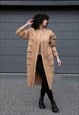 BEIGE OVERSIZED NEOPRENE FUTURISTIC CUT OUT COAT