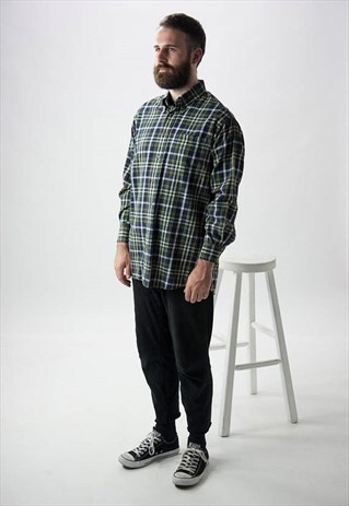 PLAID FLANNEL BUTTON UP / LUMBERJACK GREEN SHIRT