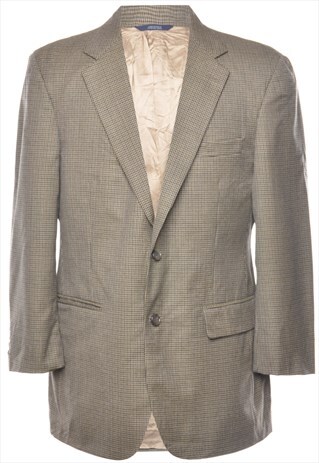 VINTAGE BROOKS BROTHERS BLUE & BROWN DOGTOOTH BLAZER - M