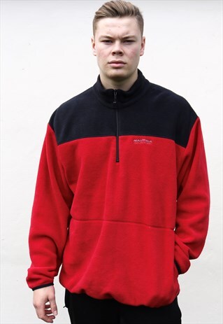 RED AND BLACK NAUTICA FLEECE SWEATSHIRT