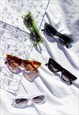 TRANSPARENT GREEN SEMI CAT EYE SUNGLASSES