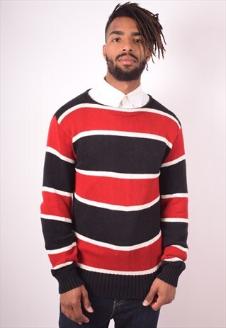 POLO RALPH LAUREN MENS VINTAGE JUMPER SWEATER MEDIUM RED 90S