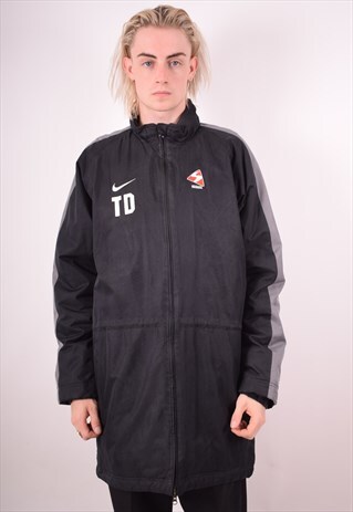 NIKE MENS VINTAGE COAT JACKET LARGE BLACK 90S