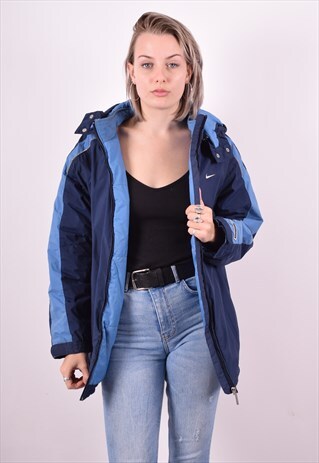 NIKE WOMENS VINTAGE JACKET XL NAVY BLUE 90'S