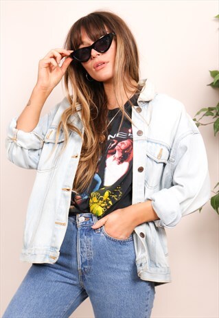 VINTAGE 80S OVERSIZED LIGHT WASH DENIM JACKET