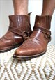 VINTAGE BROWN GENUINE LEATHER COWBOY WESTERN BOOTS SHOES