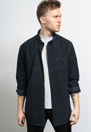 VINTAGE CORDUROY CORD SHIRT BLUE