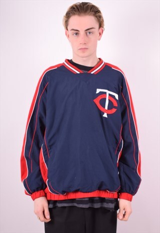 MENS VINTAGE PULLOVER JACKET LARGE BLUE 90'S