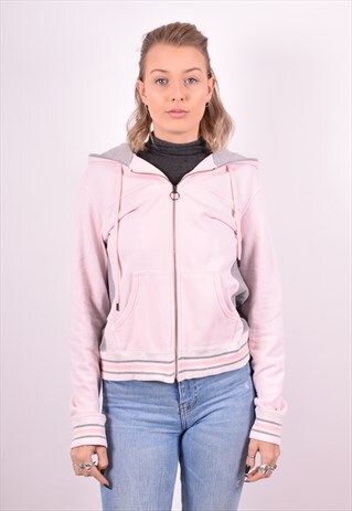 CHAMPION WOMENS VINTAGE HOODIE JACKET LARGE PINK 90S