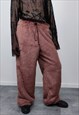 FAUX FUR JOGGERS FLEECE PANTS HANDMADE FLUFFY TROUSERS BROWN