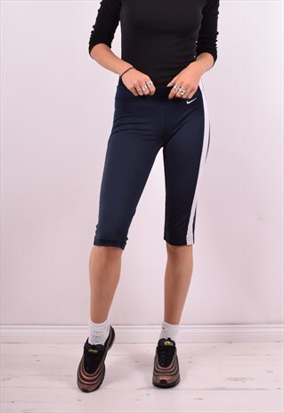 NIKE WOMENS VINTAGE TRACKSUIT SHORTS W28 BLUE 90'S