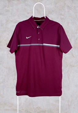 Vintage Nike Polo Shirt Burgundy Short Sleeve Medium