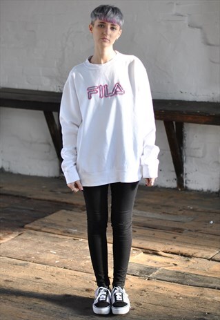 VINTAGE FILA SPELL OUT LOGO SWEATER