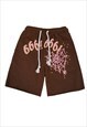 Gothic shorts premium 666 slogan spider print pants in brown