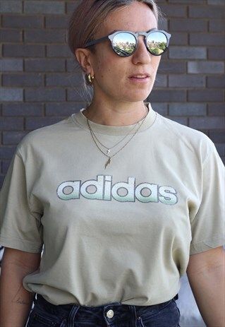 VINTAGE 1990S ADIDAS OVERSIZED STONE SPELL OUT T SHIRT