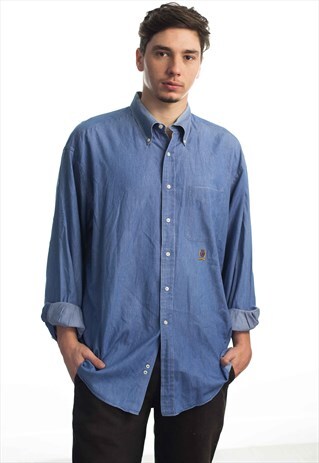 VINTAGE TOMMY HILFIGER LOGO DENIM SHIRT 90S X 9