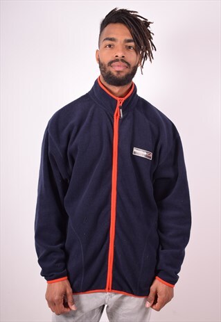 REEBOK MENS VINTAGE FLEECE JACKET LARGE BLUE 90S
