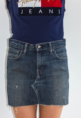 VINTAGE 80'S LEVIS REWORKED DENIM MINI SKIRT
