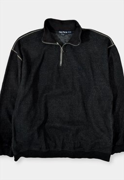Vintage Nautica Sweatshirt Quarter Zip Logo Grey