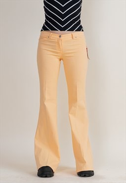 Vintage Y2k Flare Yellow Summer Trousers Women M