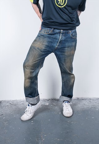 VINTAGE BLUE 501 LEVI'S RIPPED JEANS