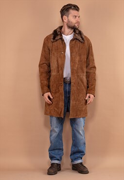 Vintage 70's Men Suede Sherpa Coat in Brown