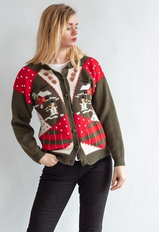 VINTAGE 80S GRAMMAS WINTER CARDIGAN