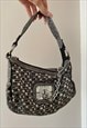 00S GUESS MONOGRAM GREY & SILVER CHAIN DETAIL SMALL BAG