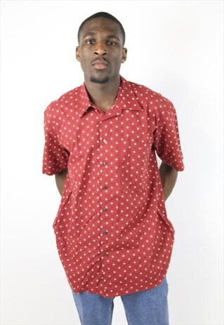 VINTAGE MAROON 90'S PATTERNED SHIRT