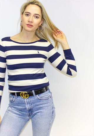 RALPH LAUREN STRIPED BOAT NAVY & WHITE KNITTED JUMPER