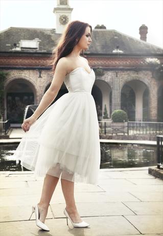 MIDI NET WHITE TUTU STYLE SKIRT EVENING/ WEDDING DRESS