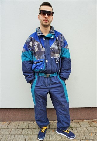 VINTAGE ONEPIECE SKIING SKI SUIT OVERALL JUMPSUIT JACKET