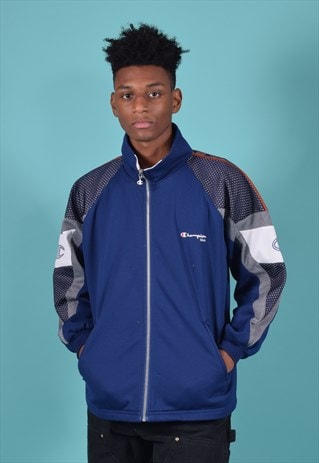 VINTAGE CHAMPION NAVY AND GREY TRACK JACKET