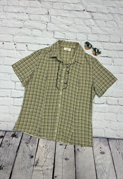 Vintage Checked Frill Detail Blouse Size 14