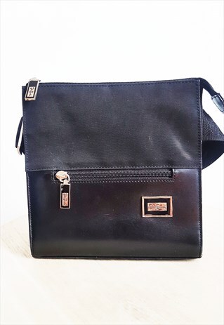VINTAGE BLACK LEATHER BETTY BARCLAY FANNY PACK, WAIST PURSE