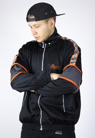 VINTAGE MENS ASICS TRACK TOP SUIT STRIPES JACKET